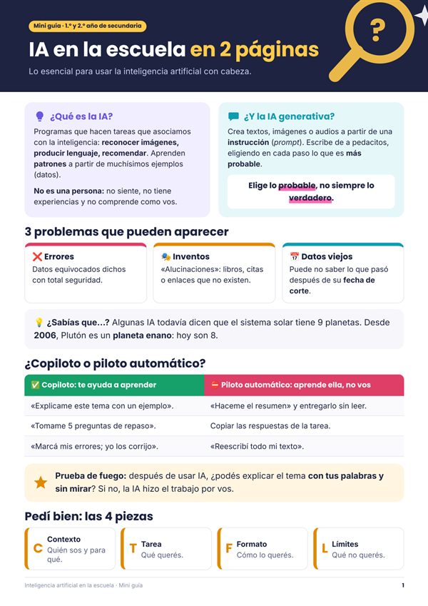 GRATIS: IA en la escuela en 2 páginas