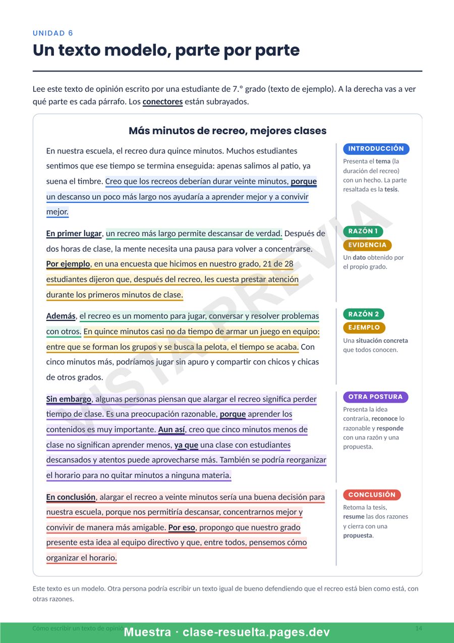 Vista previa página 2: Cómo escribir un texto de opinión